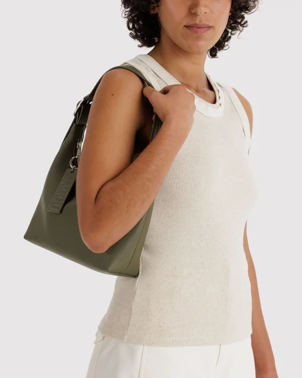 Mini Recycled Leather Shoulder Bag - Loden