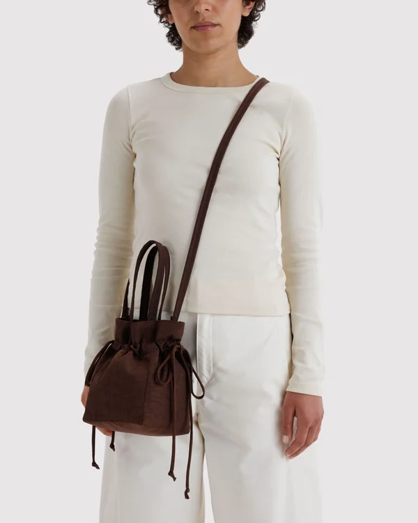 Nylon Drawstring Bag - Coffee - Material: heavyweight-nylon
