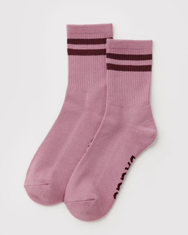 Ribbed Sock - Wild Plum Stripe - Material: organic-cotton