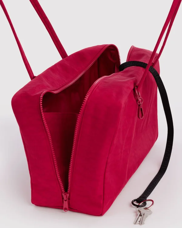 Medium Nylon Bowler Bag - Cherry - Material: heavyweight-nylon