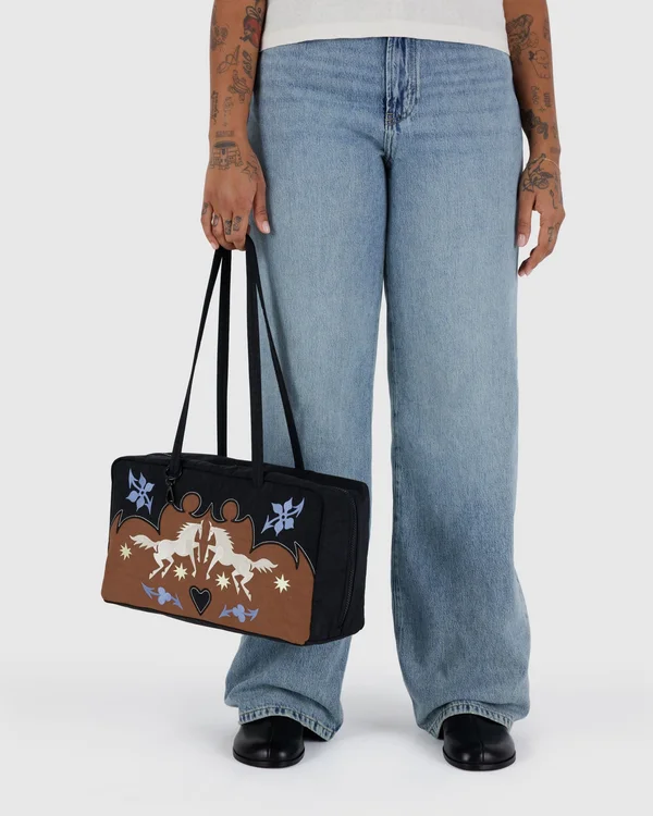 Medium Nylon Bowler Bag - Sale - Western Appliqué - Material: heavyweight-nylon