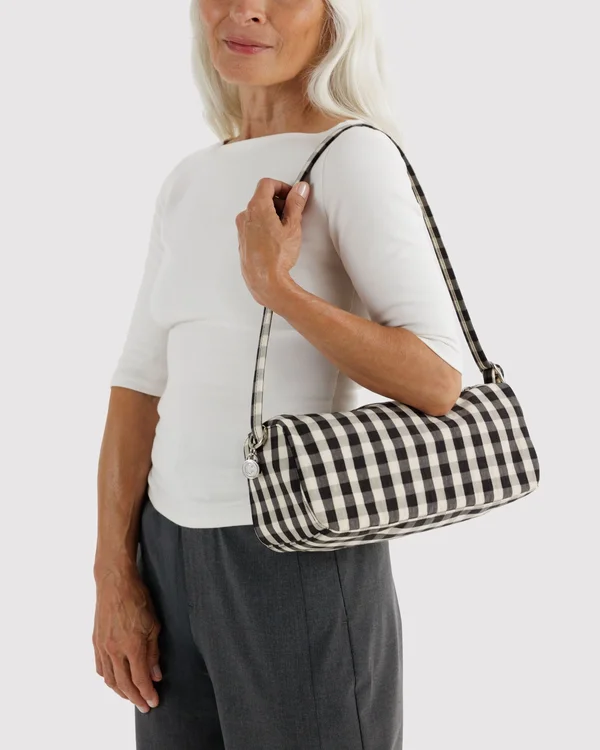Nylon Loaf Bag - Black And Cream Gingham - Size: OS