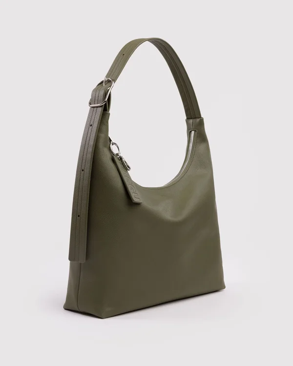 Recycled Leather Shoulder Bag - Loden - Size: OS
