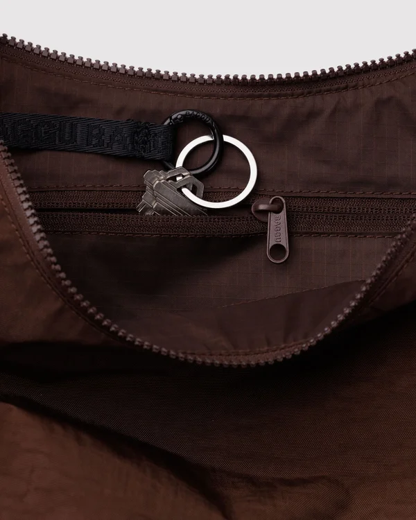 Medium Nylon Crescent Bag - Coffee - Size: OS