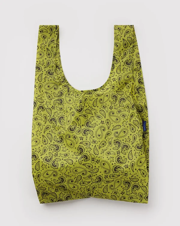 Standard Baggu - Chartreuse Paisley - Material: ripstop-nylon
