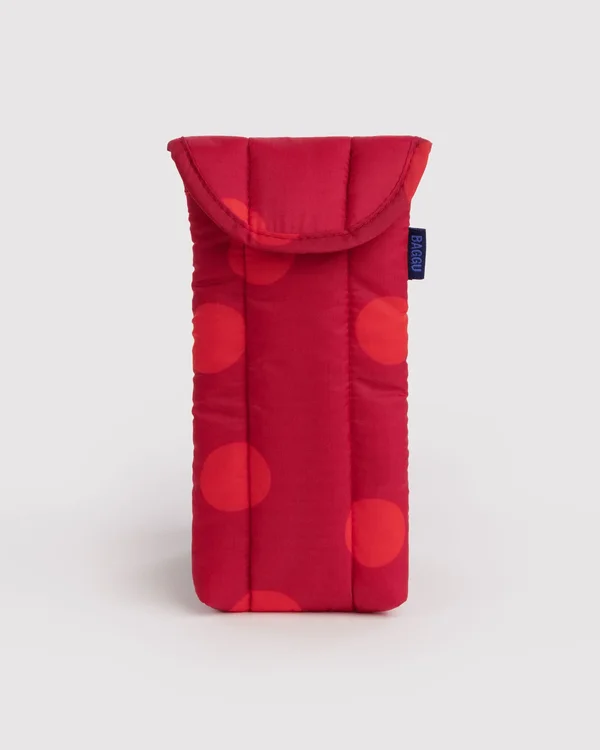 Puffy Glasses Sleeve - Red Polka Dot - Material: ripstop-nylon