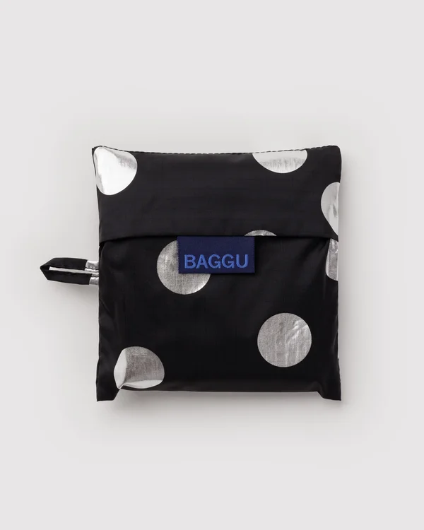 Standard Baggu - Silver Metallic Polka Dot
