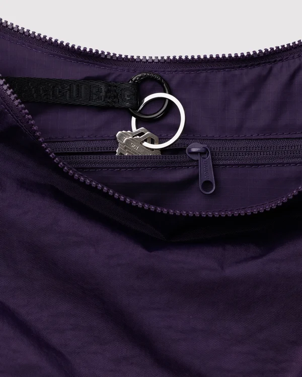 Medium Nylon Crescent Bag - Fig - Material: heavyweight-nylon