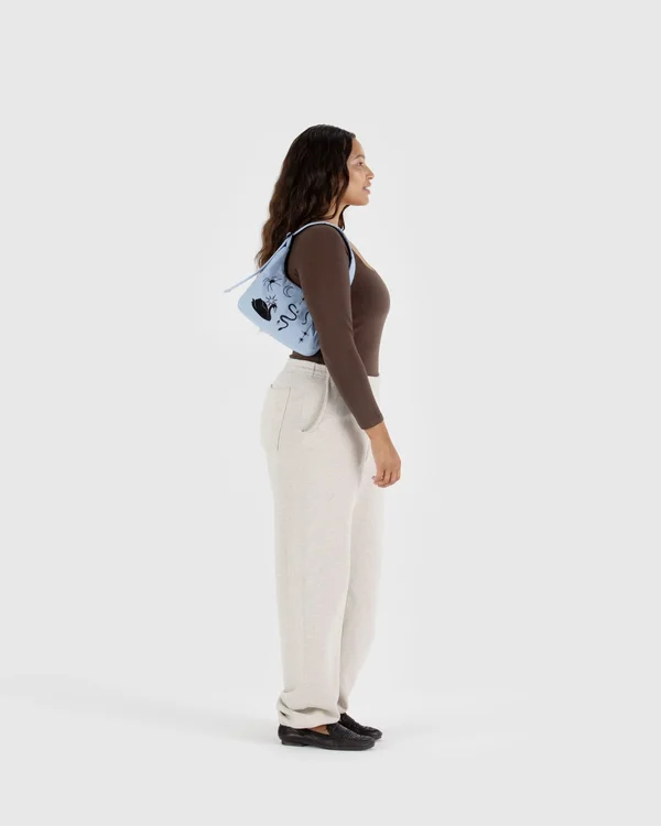Mini Nylon Shoulder Bag - Sale - Embroidered Ballet Icons - Material: heavyweight-nylon