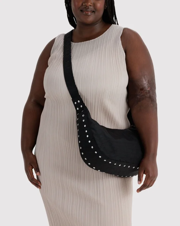 Medium Nylon Crescent Bag - Studs - Size: OS