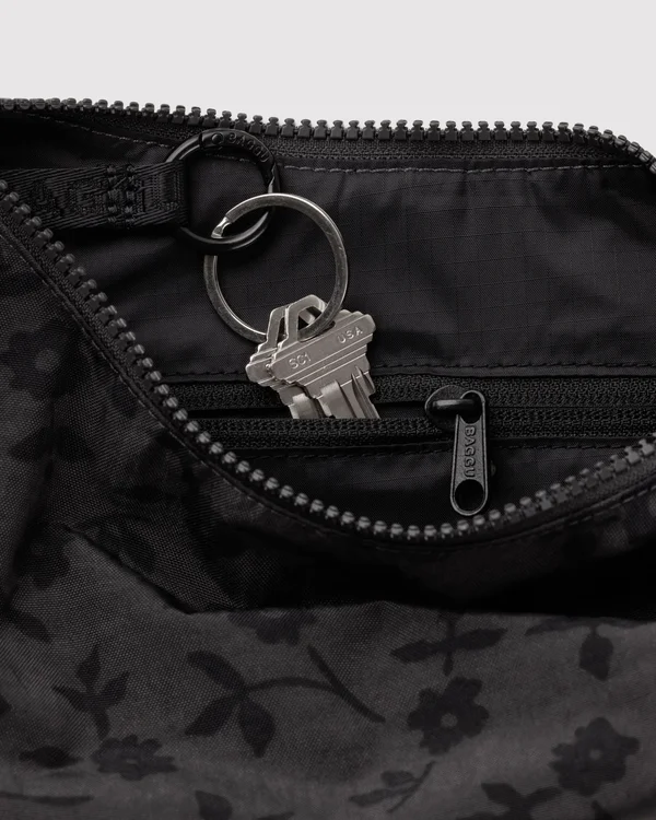 Small Nylon Crescent Bag - Charcoal Ditsy Floral - Size: OS